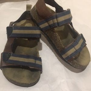 Carter's Kids cork sandals Adjustable blue beige Strap Brown size 9M